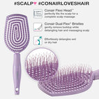 Conair Scalp Care Detangling Flexi Head Paddle Hairbrush - Massager for Curly Hair