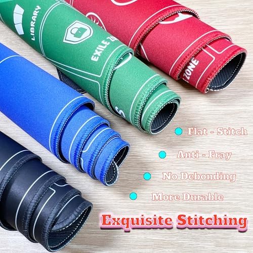 Card Game Playmats MTG Playmat for Beginner 2 Pack with Dices, Magic Mat Commander Deck Card Playmat for TCG MTG Accessories Play Mat 24x14 Inches Duel Card Battles, Black/Blue