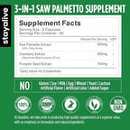 STAY ALIVE Saw Palmetto Extract Capsules w/Cranberry & Pumpkin Seed Oil, 120 Vegan Pills for Hair, U.T & Prostate, Pure Saw Palmetto for Men and Women, Non-GMO, Gluten Free Pumpkin Seed Supplement