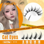 JIMIRE Wispy Lash Clusters Extensions 180Pcs Anime Eyelash Clusters D Curl Manga Lashes Clusters Natural Look 8-16MM Cluster Eyelash Extensions Individual Lash Extension Pack