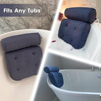 AEROiVi Bathtub Pillow Headrest Bath Pillows for Tub Neck and Back Support with Non Slip Suction Cups Spa Bath Cushion Dark Blue