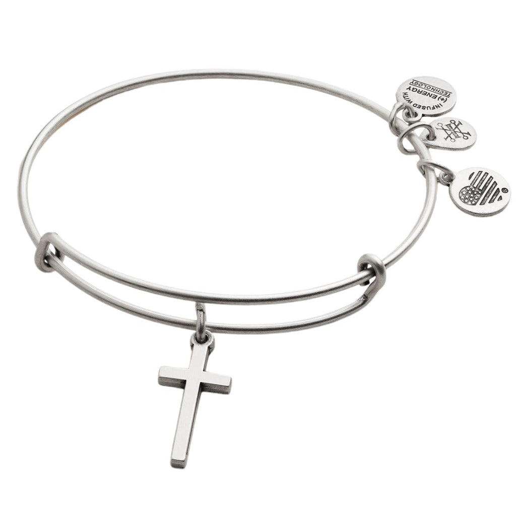 Alex and Ani Cross Charm Bangle - Adjustable Bracelet for Women, Ideal Gift Jewelry, Nickel-Free, Express Faith & Love, Bangle Bracelets for Women (Silver)