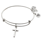 Alex and Ani Cross Charm Bangle - Adjustable Bracelet for Women, Ideal Gift Jewelry, Nickel-Free, Express Faith & Love, Bangle Bracelets for Women (Silver)