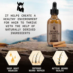 Striking Viking Beard Growth Oil with Biotin - 2 Fl Oz, 1 Pack, Sandalwood - Thickening, Conditioning Biotin Beard Growth Serum for Men with Argan & Jojoba Oil - Facial Hair Serum for Men