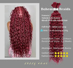 Burgundy Deep Wave Human Braiding Hair for Boho Braids 2 Bundles Total 100g 16 Inch Deep Wave Bulk Human Hair for Braiding No Weft Brazilian Virgin Curly Human Hair Extensions