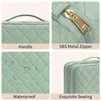 CUBETASTIC Hanging Travel Toiletry Bag, Green Makeup Organizer for Women Men, 3 Compartment Portable Cute Cosmetic Case Water-resistant Small Travel Bag for Toiletries