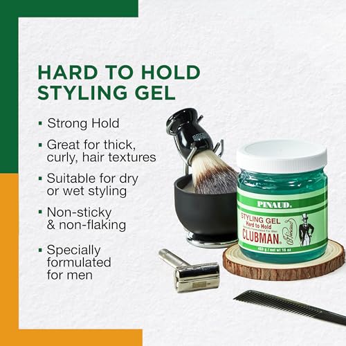 Clubman Pinaud Hard to Hold Styling Gel, Firm Hold with Incredible Shine, 16 oz