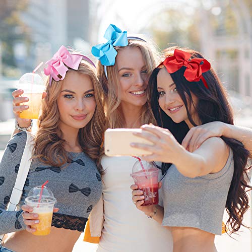 SIQUK 12 Pieces Headbands with Ribbon Bow for Girls, Hair Bow Boutique Grosgrain Headbands, 12 Colors