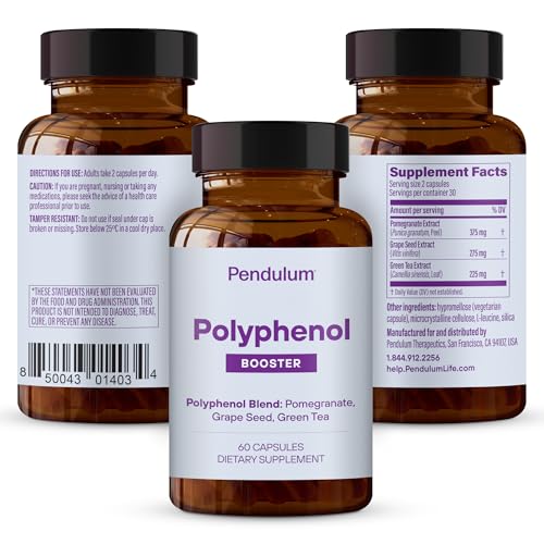 Pendulum Polyphenol Booster, Antioxidant from Superfoods, Beneficial Plant Compounds for Good Health, Helps Boost Akkermansia Muciniphila for Men & Women (60 Capsules, 1-Pack)