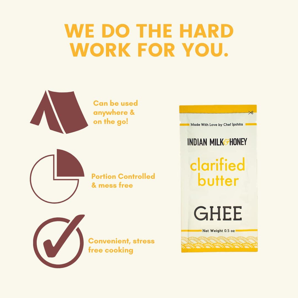 Indian Milk & Honey Original Grass Fed Classic Ghee Butter in Portable Packages, 0.5 oz (Classic Original Pack - 10)