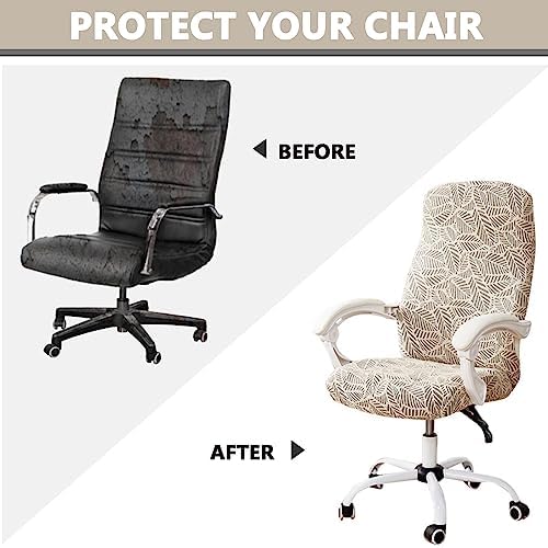 Relief Sculpture Office Chair Slipcovers for Rotating Office Computer Chair Cover with Zipper Universal Office Chair Cover Stretchable for Dogs -Light Gray-Large