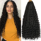 Goddess Box Braids Crochet Hair for Black Women 18 Inch 8 Packs Boho Crochet Braids with Curly Ends Pre Looped Bohemian Knotless Short Crochet Boho Braids Mermaid Box Braids Crochet Hair(18 Inch 2#)
