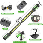 SYLSTAR Work Light for Mechanic, 2400LM LED, 4400mAh Rechargeable, Magnetic, Underhood Work Light with Hooks for Car Repairing/Inspection/Garage/Workshop/Emergency