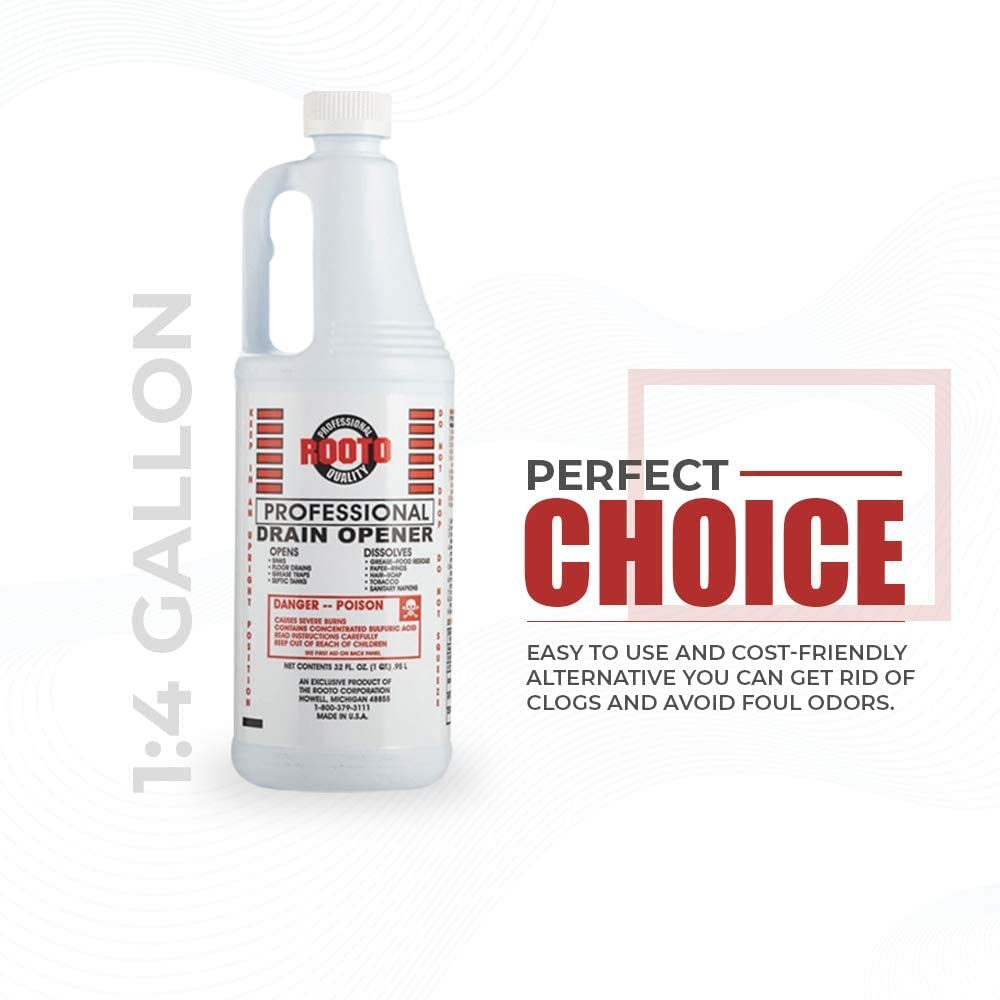 Rooto Professional Drain Opener|Deep Penetration|Opens Drains|Dissolves Grease and Residues from Septic Tanks,Bathrooms,Toilets,Kitchen Pipes|Easy to Use for Homes,Hospitals,Offices,Restaurants,etc.