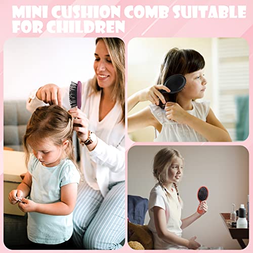 ANSLCA Bulk Mini Brush Set - 28 Pack: 14 Travel Mini Brushes + 14 Wide Detangling Mini Combs for Wet/Dry Hair (Stylish Colorful)