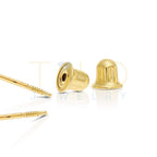 14k Yellow Gold Solitaire Round Cubic Zirconia Stud Earrings Screw-back 2mm
