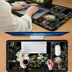 for MTG Game Playmat, for Magic TCG Rubber Play mat,Tabletop Card Playmats with Smooth Surface,Trading Card Inked Game Mat with New Zones,Battle Game,Wildflowers in Black