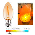 Emotionlite Night Light Bulbs, Amber LED C7 Bulb, 4W-7W Equivalent, E12 Candelabra Base, Salt Lamp and Nightlight Replacement, 0.5W Amber Yellowish 2200K, 50LM, 6 Pack
