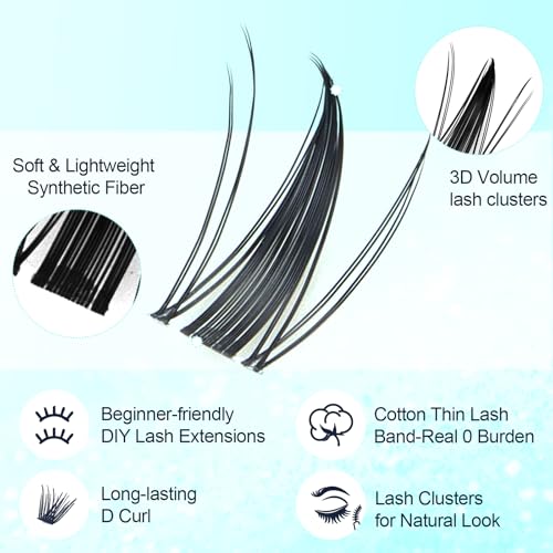 DF Fairy Lash Clusters Kit 140Pcs 8-18mm Lash Clusters Manga Lashes DIY Eyelash Extension Kit with Wispy Cluster Lashes Spike Lashes with 0.05mm Ultra-Thin Invisible Lash Band