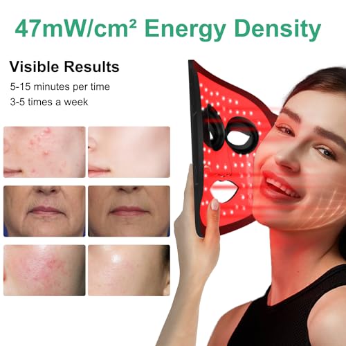 Red Light Therapy Mask for Face, Blue Red Infrared Photon Light Therapy Facial Skin Treatment Mask, LED Face Mask, Beauty Skin Care Tools, 7 Colors-288 LEDs