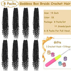 Goddess Box Braids Crochet Hair for Black Women 18 Inch 8 Packs Boho Crochet Braids Bohemian Knotless Box Braids Short Goddess Braids Crochet Hair(18 Inch (Pack Of 8),1B)