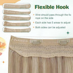 Easyouth Ash Blonde Human Hair Wire Extensions Fish Wire Hair Extensions Human Hair Fish Line Hair Extensions Ash Blonde Mix Bleach Blonde Layered Wire Hair Extensions Human Hair 20 inch 100g