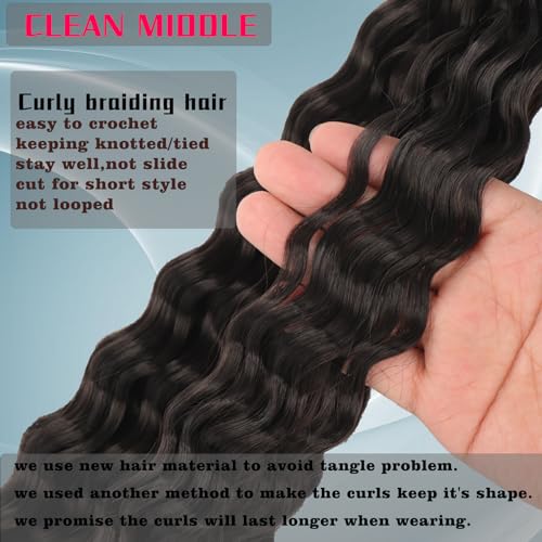 Ocean Wave Crochet Hair For Black Women 24 Inch 8 Packs Deep Wave Curly Braiding Hair Extensions Soft Crul Crochet Hair For Boho Braids(24inch, 8pack, black)…