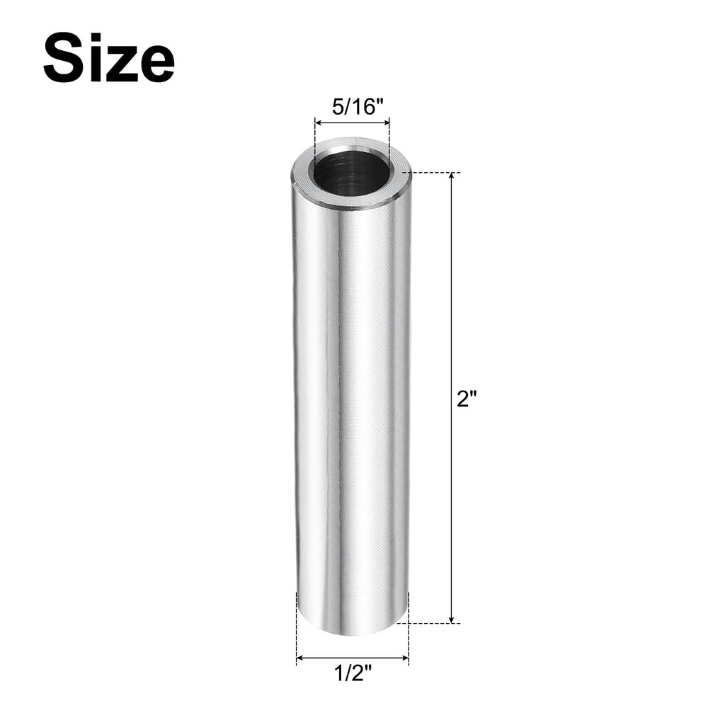 uxcell 5 Pcs Stainless Steel Spacer 5/16" Bore x 1/2" OD x 2" Length Screw Bushing Plain Finish Round Metal Spacer for 5/16" Screws Bolts and Rods