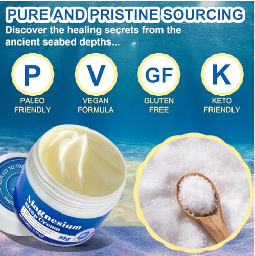 Magnesium Cream For Feet, Magnesium Cream for Sleep,Soothes Muscle Tension,Magnesium Lotion for Relaxation,3.17oz