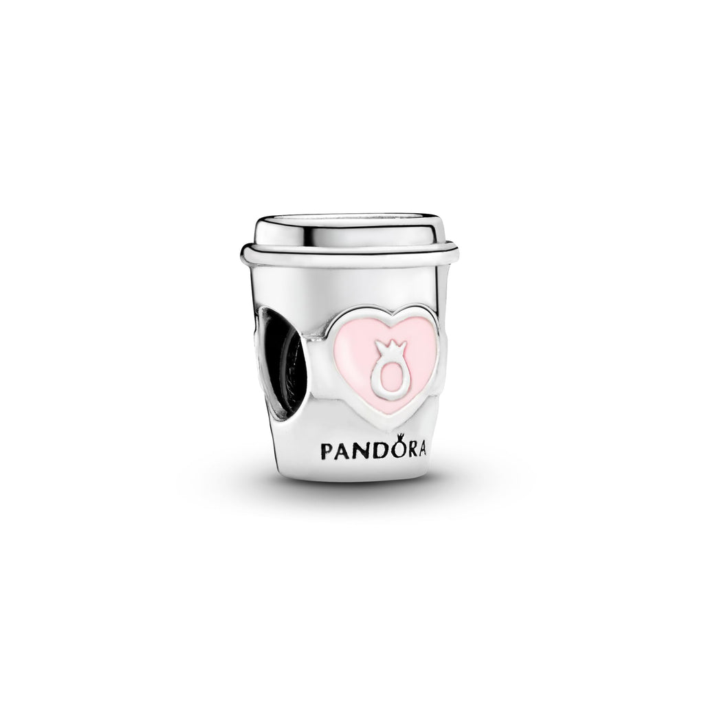 PANDORA Take a Break Coffee Cup Charm - Engraved Charm - Gift for Coffee Lovers - With Gift Box - Compatible Moments Charm Bracelets - Sterling Silver