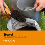 Fiskars 3-Piece Garden Hand Tools Set w/ Trowel, Transplanter & Cultivator