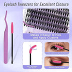 DIY lash Extension Kit 40/50D Lash Cluster Kit with 240 PCS 3D Curl 16-20mm Mixed,Individual Lashes Clusters Lash Band and Seal Cluster Lash Applicator Individual Lashes Kit(40P/50P 3D12-16mm Kit)