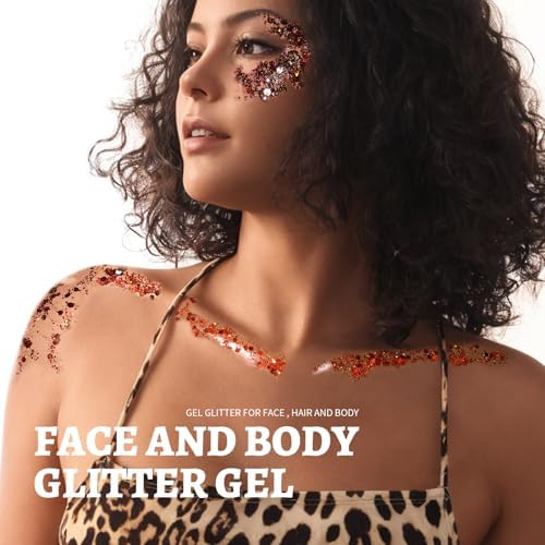 Teenitor 24 Colors Face Glitter Body Glitter Gel, Hair Glitter Gel, Glitter for Halloween Makeup, Face Makeup Glitter Gel for Face, Body, Hair