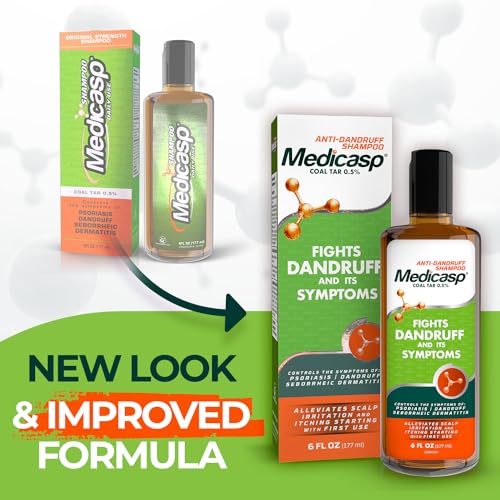 Medicasp Coal Tar Gel Anti Dandruff Shampoo, Treats Seborrheic Dermatitis & Psoriasis, Formulated for Dry, Flaky & Itchy Scalp Treatment, for Women & Men, 6 Ounce (Pack of 2)