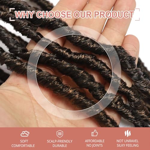 26 Inch Faux Locs Crochet Hair 7 Packs Soft Locs Crochet Hair Pre Looped Locs Hair Braids Goddess Locs Hair Ombre Brown Distressed New Locs for Women T30