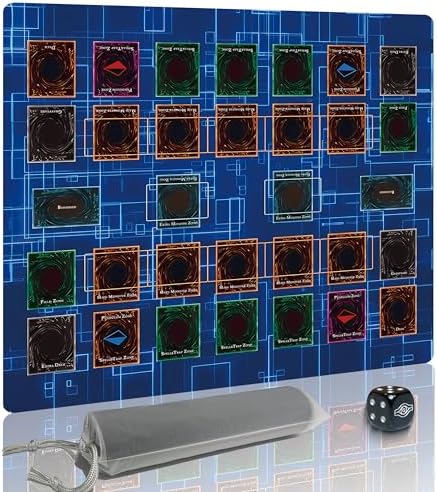 for Yugioh Playmat, 2-Player, Limited Edition Rare Dice and Free Storage Bag Master Rule Duel Field Zones, Large Card Game Mat (Basic2)