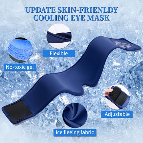 Cooling Gel Eye Mask Sleep - Puffy Eyes,Dark Circles,Migraine Relief, FSA HSA Eligible, FACEMOON Reusable Sleep Mask for Hot & Ice Cold Compress,Long-Lasting Comfort for Dry Eyes,Eye Strain(Blue)