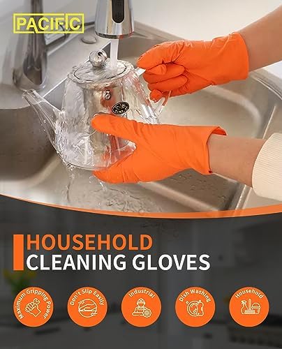 PACIFIC PPE Strength Nitrile Industrial Orange Gloves, 8 Mil, Diamond Texture Disposable Heavy-Duty, Powder Free, Medium, 100 Count