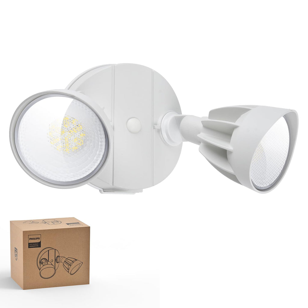 Philips 44W 3500LM ‌LED Security Flood Light‌ ‌Outdoor‌，Switch Controlled Aluminum ‌Security Light‌, 2 Adjustable Heads，5000K Daylight，Wet Location for Patio, Garden, Yard Lights
