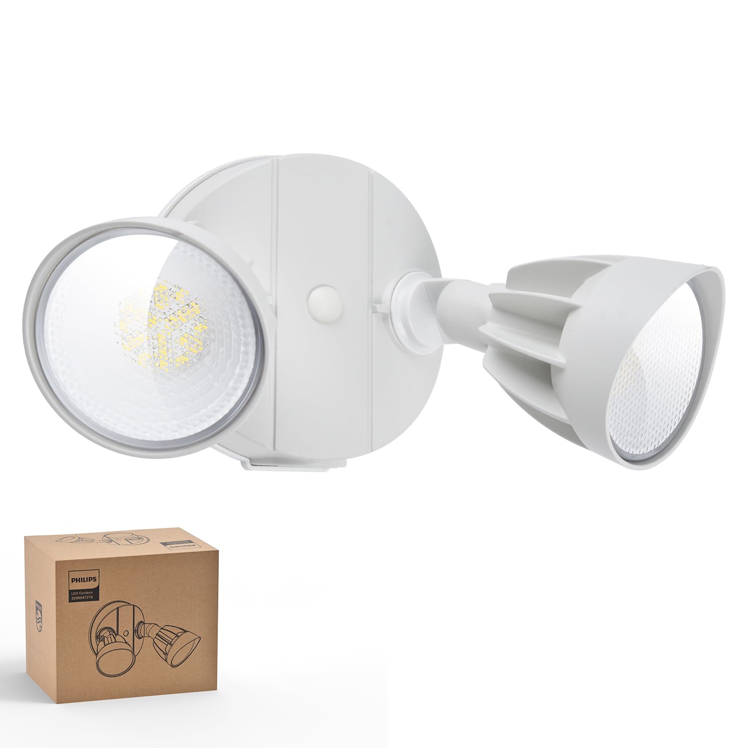 Philips 44W 3500LM ‌LED Security Flood Light‌ ‌Outdoor‌，Switch Controlled Aluminum ‌Security Light‌, 2 Adjustable Heads，5000K Daylight，Wet Location for Patio, Garden, Yard Lights