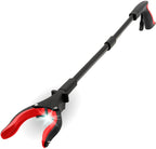 Grabber Reacher Tool 19" Aluminum Magnetic Claw with LED Light, Reacher Grabber Pickup Tool, Foldable Gripper Grabbers for Elderly Grab it Reaching Tool, Trash Grabbers Pickers, Red, by Luxet 2-Pack