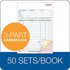 Adams Sales Order Book, 3-Part, Carbonless, White/Canary/Pink, 5-9/16" x 8-7/16", Bound Wraparound Cover, 50 Sets per Book, 5 Books, 250 Sets Total (TC5805)
