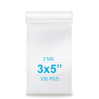 3''x 5'', (Pack of 100) 2 mil Thick Clear Plastic Reclosable Zip Poly Bags with Resealable Lock Seal Zipper for Photo, Jewelry, Bakery, Treats, Travel, Storage, Packaging & Shipping