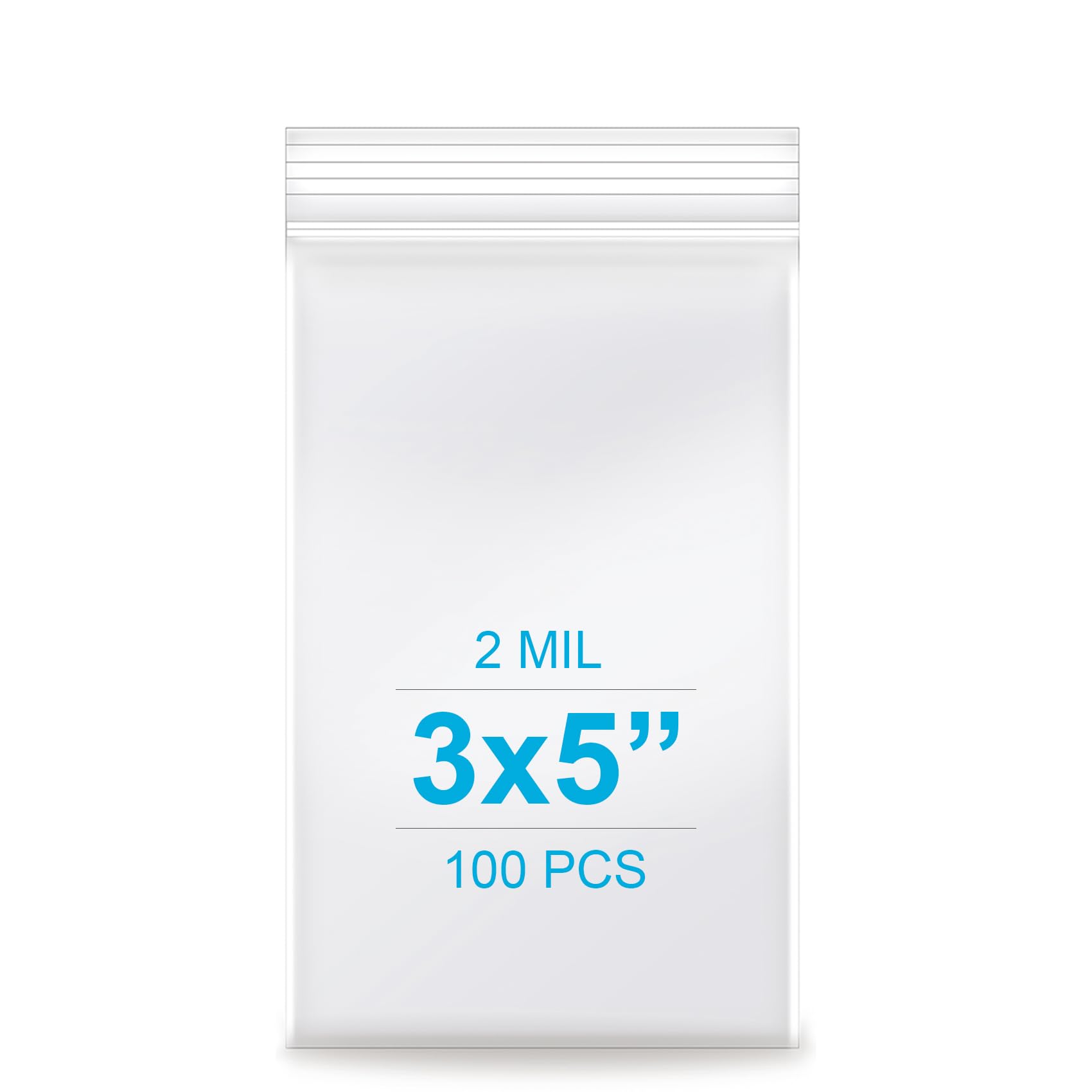 3''x 5'', (Pack of 100) 2 mil Thick Clear Plastic Reclosable Zip Poly Bags with Resealable Lock Seal Zipper for Photo, Jewelry, Bakery, Treats, Travel, Storage, Packaging & Shipping