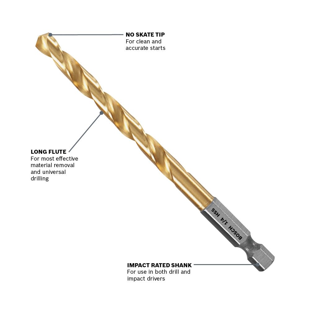 Bosch TI2155IM 7/16 in. Impact Tough™ Titanium Nitride Coated Drill Bit