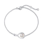 FANCIME White Pearl Bracelets June Birthstone Bracelet for Women Sterling Silver Infinity Link Bracelet Fine Jewelry Anniversary Birthday Mothers Day Gifts for Mom Her, Chain 6.7+1.2"