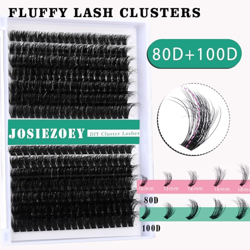 Fluffy Lash Clusters Kit 80D+100D DIY Lash Extension Kit With 10-18MM Thick Individual Lashes Cluster Lash Bond and Seal Remover Tweezers for Eyelash Extension at Home(KIT-80D+100D-280Pcs)