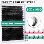 Fluffy Lash Clusters Kit 80D+100D DIY Lash Extension Kit With 10-18MM Thick Individual Lashes Cluster Lash Bond and Seal Remover Tweezers for Eyelash Extension at Home(KIT-80D+100D-280Pcs)