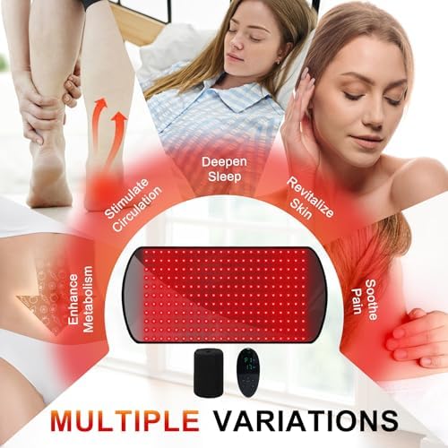 Red Light Therapy Body Mat: 24″×12″ Premium 660nm&850nm Pad Remote Controlled Full Body Therapy Relieve Muscle Tension Energy Enhancement Adjustable Modes