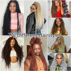 Curly Braiding Hair,30 Inch Deep Wave Braiding Hair,T27/613 Color Ocean Wave Crochet Hair for Black Women,6 packs Ombre Long Deep Wave Crochet Hair, Wavy Braiding Hair for Boho Braids